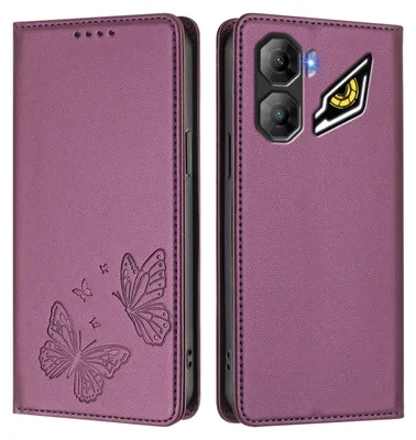 Obrázek produktu pro Kožené pouzdro pro ZTE nubia Neo 3, motýlí ražbou, peněženkové flip pouzdro se stojánkem Fialová