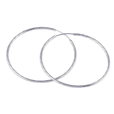 Produktbild von Creole Ohrringe 50mm Drahtcreole mit Steckverschluss diamantiert Silber 925