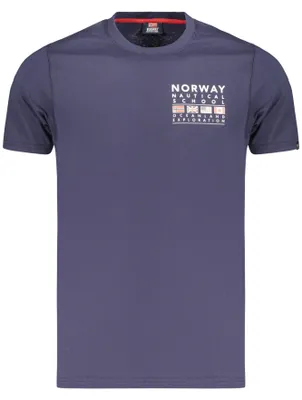 Produktbild von Herren Kurzarm T-Shirt Blau mit Druck und Rundhalsausschnitt