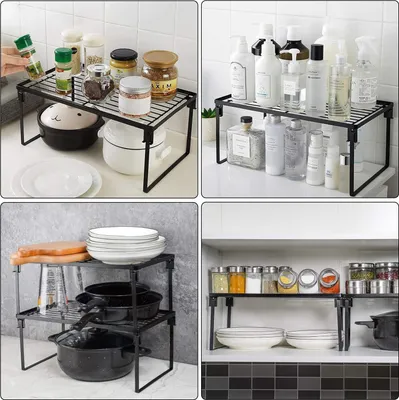 Produktbild von Stapelbares Küchenlagerregal - Set von 2 - Faltbares Kräuterregal Organisationsregale