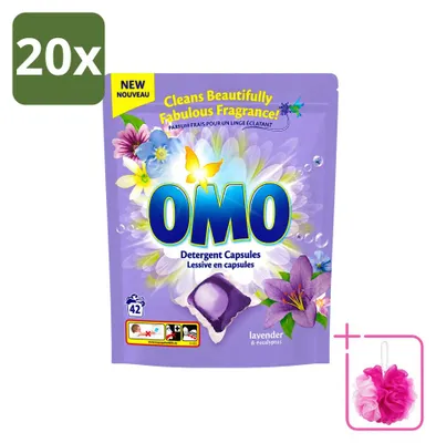 Produktbild von 20 x Omo Wascapsules Lavendel & Eucalyptus für Buntwäsche - Sparpackung - 20 Stücke