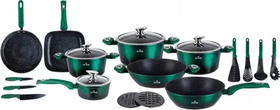 Produktbild von ZILNER 21-Teilig Marmoriertes Topfset Kochgeschirr-Set Emerald Noir Zl-8542