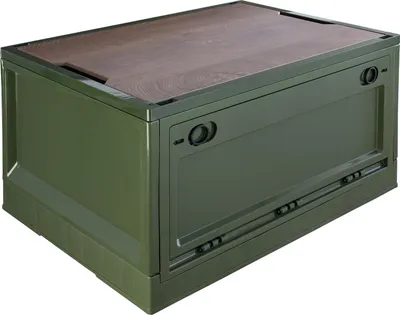 Klappbox, Campingbox, dunkelgrün, Kunststoff mit abnehmbaren dunkelbraunem Deckel