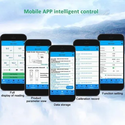 Productafbeelding van Zwembadwatertester - 6-in-1 Waterkwaliteitstester - Bluetooth-verbinding - Automatische Gegevensopslag - Geschikt voor Drinkwater - Model...