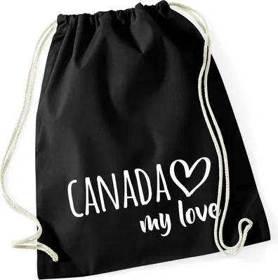 Produktbild von Huuraa Turnbeutel Canada my love 12 Liter Black Baumwolle Rucksack Geschenkidee