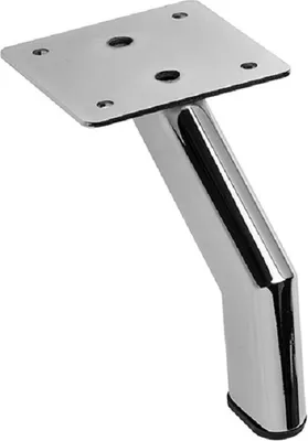 A single chrome furniture leg on a white background.