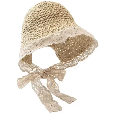Produktbild von Baby Sonnenhut – Strohhut mit Spitze & Kinnband – UV-Schutz 48-52 cm – 8 Monate bis 2 Jahre