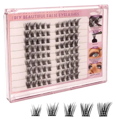 Produktbild von Wimpern Cluster 90 Stück für Katzenaugen-Look | DIY Wimpern Extensions Set D Curl 10-14mm