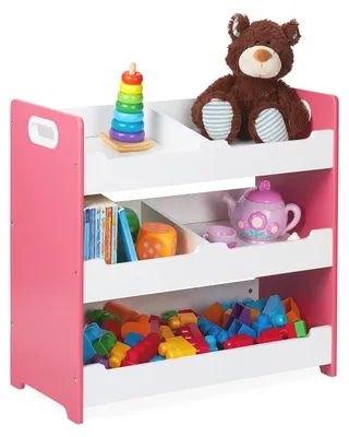 Produktbild von TRANKIELO® – Spielzeugkasten für Kinder mit 5 Fächern – MDF, weiß-rosa, 60x63x30 cm – Platzsparend und stilvoll