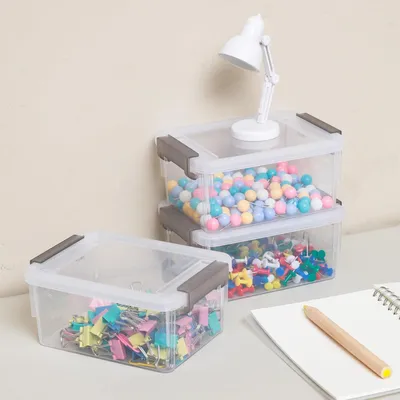 Produktbild von Aufbewahrungsbox, kleine Aufbewahrungsbox, mit Deckel, stapelbar, Handgriff, Clips, kleine Teile (500 ml, 10-teiliges Set)