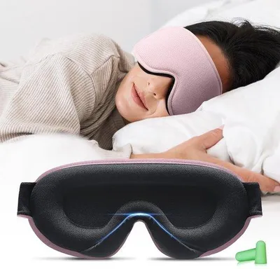 Produktbild von Ibenzoa® Schlafmaske mit 3D‑Schnitt für Seitenschläfer, weiches atmungsaktives Hightech‑Material, Nasenflügel‑Abdichtung & Ohrstöpsel, waschbar