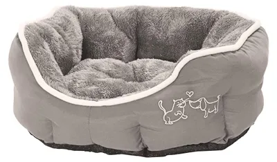 Produktbild von Dehner Lieblinge Hundebett und Katzenbett Sammy, oval, ca. 45 x 40 x 14 cm, Polyester, grau