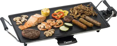 Image de Bestron gril de table électrique, plaque de gril plancha/teppanyaki avec revêtement antiadhésif, plaisir de griller jusqu'à 4 personnes, 2.000 watts, couleur ; noir