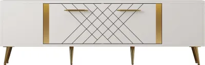 Zdjęcie produktu dla Skye Decor, Detas - White, Gold, szafka pod telewizor, biały, 150 x 48,2 x 35 cm