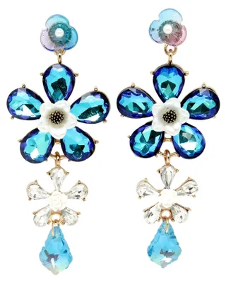 Image de AVANT-GARDE PARIS Boucles d'oreilles pendantes en forme de fleur bleue