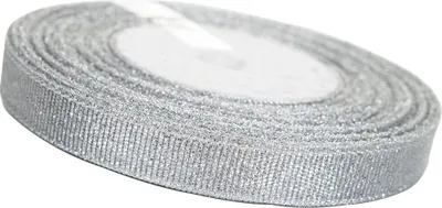 Produktbild von Dekolo Schleife mit Glitzerband Hochzeit Deko Satin Geschenkband Schleifenband Funkeln Silber 12mm