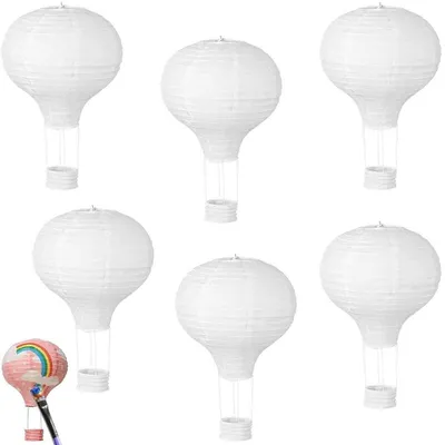 Zdjęcie produktu dla 6 sztuk papierowych lampionów - białe, idealne na wesele i dekoracje