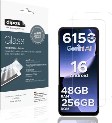 Immagine prodotto di 2x Pellicola Protettiva per DOOGEE Note 56 Plus Protezione Vetro Flessibile 9H dipos