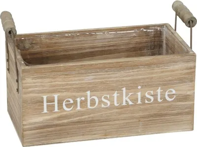 Produktbild von Pflanzkiste Blumenkasten Holz natur "Herbstkiste" klein 25x13 H12cm Pflanzgefäß