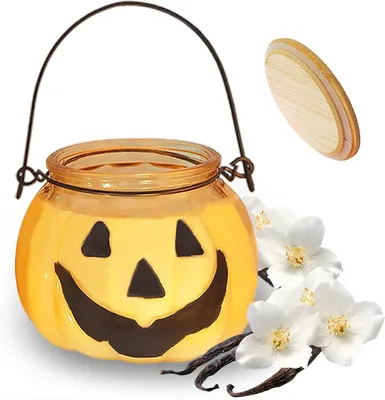 Produktbild von Halloween Kerzen Kürbis Deko, Vanille Duftet, 70 Stunden, Herbst Halloween Kerzen, Jack O Lantern Kürbis Deko, Kürbis Duft Kerze für Herbst Halloween Dekoration, Haus Duftet, Kerzen Geschenk