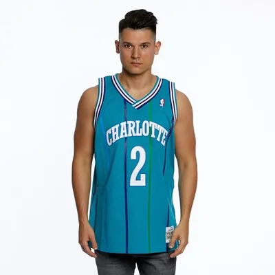 Obrázek produktu pro Basketbalový dres Mitchell & Ness Charlotte Hornets #2 Larry Johnson teal/white Swingman Jersey - M