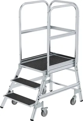 Produktbild von MUNK Podestleiter fahrbar R13 Korund 3 Stufen