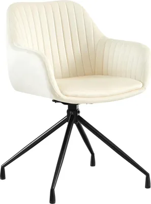 Produktbild von Esszimmerstuhl - Esszimmerstuhl - Ultimativer Sitzkomfort und Drehfunktion, Samt oder Kunstleder | Farbe: Creme | Material: Weich