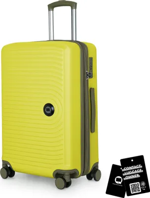 Produktbild von Mitte - mittelgroßer Koffer + digitaler Namensschild, erweiterbarer Reisekoffer Check-In Gepäck Rollkoffer 90L Gurtmaß 158 cm Doppelrollen Trolley TSA,Lemon