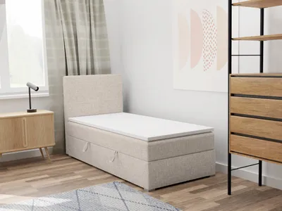 Produktbild von FEDVE Boxspringbett Einzelbett KOLORADO MINI mit Bettkästen Jugendbett mit Bonell-Matratze und Topper 100x200 Links