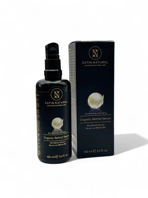 Produktbild von Satin Naturel Retinol Serum 100 ml – Vegane Gesichtspflege mit Hyaluronsäure & Vitamin C E – Pflege für glatte, geschmeidige Haut