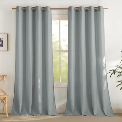 Immagine prodotto di Tende in lino effetto naturale, semitrasparenti, stile rustico, colore grigio, confezione da 2, dimensioni 245 cm di altezza x 140 cm di larghezza