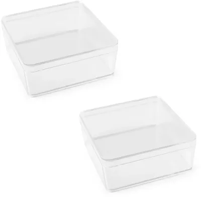 2 Kunststoffbehälter transparent 9,5x9,5x5,5 cm mit Deckel