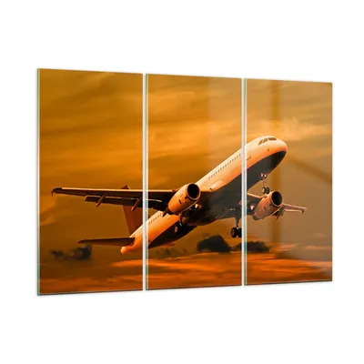 Produktbild von Bilder auf glas - Passagier Flugzeug Flugzeug Flügel - 105x70cm - Glasbilder - Wandbilder - Kunstdruck - Wanddekoration aus Glas - Glas Bilder - Wandbild auf Glas - GCE105x70-0368