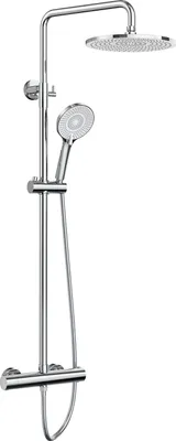 Produktbild von System prysznicowy Rainsworth z termostatem, okrągła deszczownica ABS 25 cm, 3 tryby strumienia, zestaw prysznicowy 92-126 cm, chrom