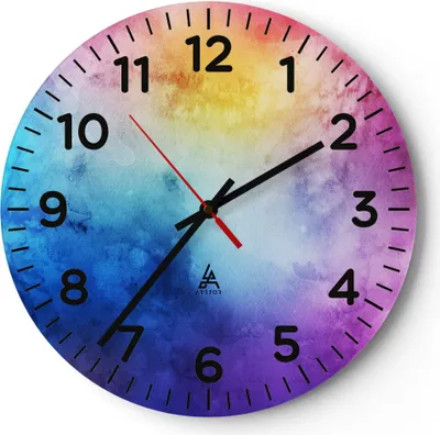 Produktbild von Wanduhr - Rund - Glasuhr - Abstraktion modern - 40x40cm - Schleichendes Uhrwerk - Lautlos - zum Aufhängen bereit - Dekoration Modern - Wanddekoration aus Glas - C4AR40x40-3750
