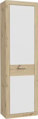 Produktbild von Garderobenschrank >BACCIO< 1 Tür, Stange, Weiss/ Artisan Eiche Nachbildung - 58,3x196,8x33,8cm (BxHxT)