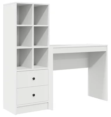 Image de Bureau avec tiroir avec étagère avec stockage 2 pcs Blanc