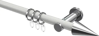 Produktbild von Interdeco Gardinenstange / Vorhangstange Weiß / Chrom, Typ Platon Savio (Kegel), 20 mm Ø 1-läufig, 200 cm