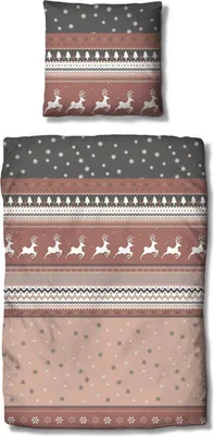 Produktbild von Traumschlaf Biber Bettwäsche Winterland beige 135x200 cm + 80x80 cm