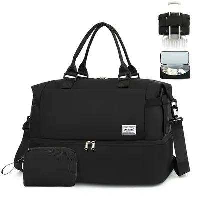 Produktbild von Reisetasche Wasserdichter Flugbegleiter Reise-Seesack - Tragetasche, Erweiterbar mit Trolley-Ärmel und Nasstasche, Sporttasche