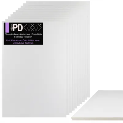 Produktbild von PVC Leichtschaumplatte Weiß 40x60 cm 10mm Foamboard 10 Stück Set Schaumstoffplatte Architekturpappe Modellbau
