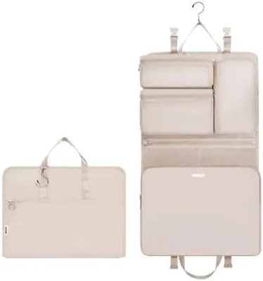 Produktbild von 6-in-1 Packing Cubes Koffer Organizer mit 360°-Aufhängehaken, Wasserabweisende Packwürfel Kompressions für Reisen, Multifunktionaler Handgepäck, Reise Essentials für Damen Herren, Beige