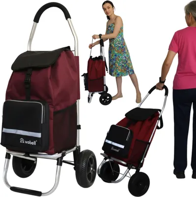 Immagine prodotto di WOBELL | Carrello della spesa Borsa della spesa grande leggera impermeabile Borsa termica 45 l - PIEGHEVOLE, RUOTE IN GOMMA 20 CM, RIFLETTENTE, FINO A 50 KG