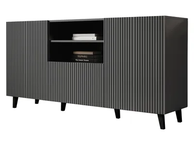 Produktbild von MIRJAN24 Sideboard Vamos Grey 150, Kommode mit 2 Türen und Schublade, Sideboard, Fronten gefräst, 151x42x83 cm (Farbe: Anthrazit)