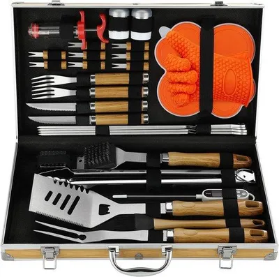 Produktbild von Famanu Grillset aus hochwertigem Edelstahl - 30-teiliges BBQ-Werkzeugset