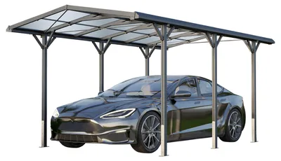 Produktbild von GFP Carport 2,85x5,05m Auto Unterstand Aluminium Anthrazit inkl. Regenrinne