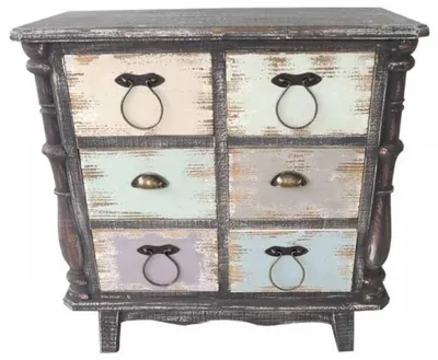 Produktbild von Casa Padrino Landhausstil Kommode Antik Schwarz / Mehrfarbig 80 x 38 x H. 79 cm - Kommode im Shabby Chic Look