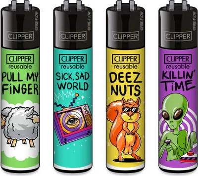 Produktbild von Clipper Reibrad Feuerzeuge Mix Slogan #4, 4 Stück
