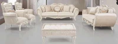 Produktbild von Casa Padrino Luxus Barock Wohnzimmer Set Beige / Creme / Gold - 2 Sofas & 2 Sessel & 1 Beistelltisch - Wohnzimmer Möbel im Barockstil - Edel & Prunkvoll