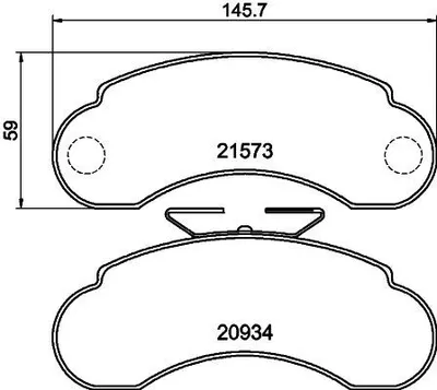 Produktbild von HELLA Bremsbeläge Satz Vorne Bremsklötze passend für MERCEDES-BENZ 100 Bus (631) 8DB 355 019-101